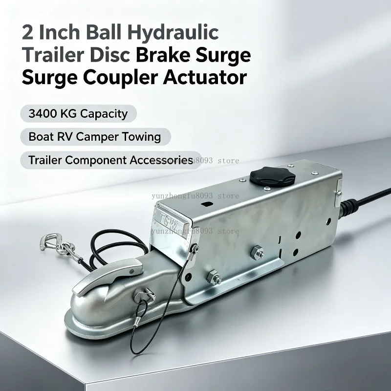 2 Inch Ball Hydraulic Trailer Disc Brake Surge Coupler Actuator, 3400 KG Capacity for Boat Camper Towing Parts
