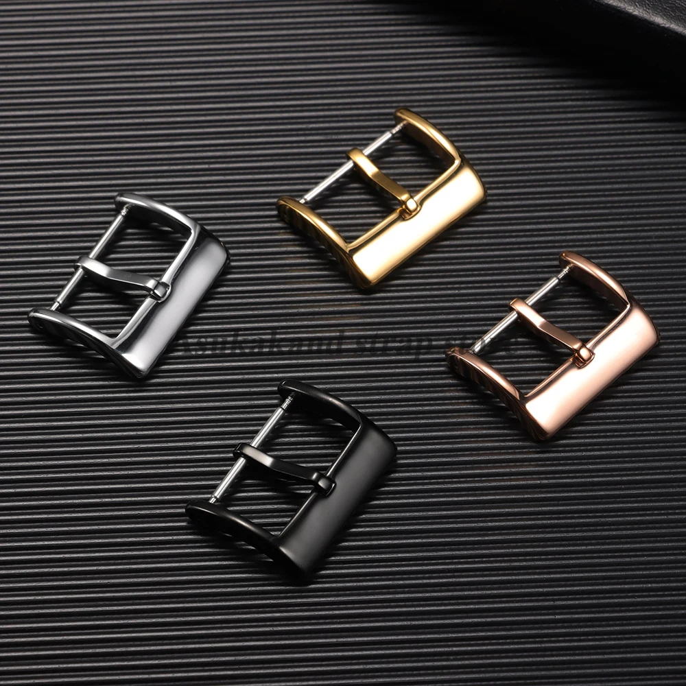 16 ミリメートル 18 ミリメートル 20 ミリメートルポリッシュステンレス鋼時計バックルピンクラスプ革シリコン時計バンドボタン交換アクセサリー