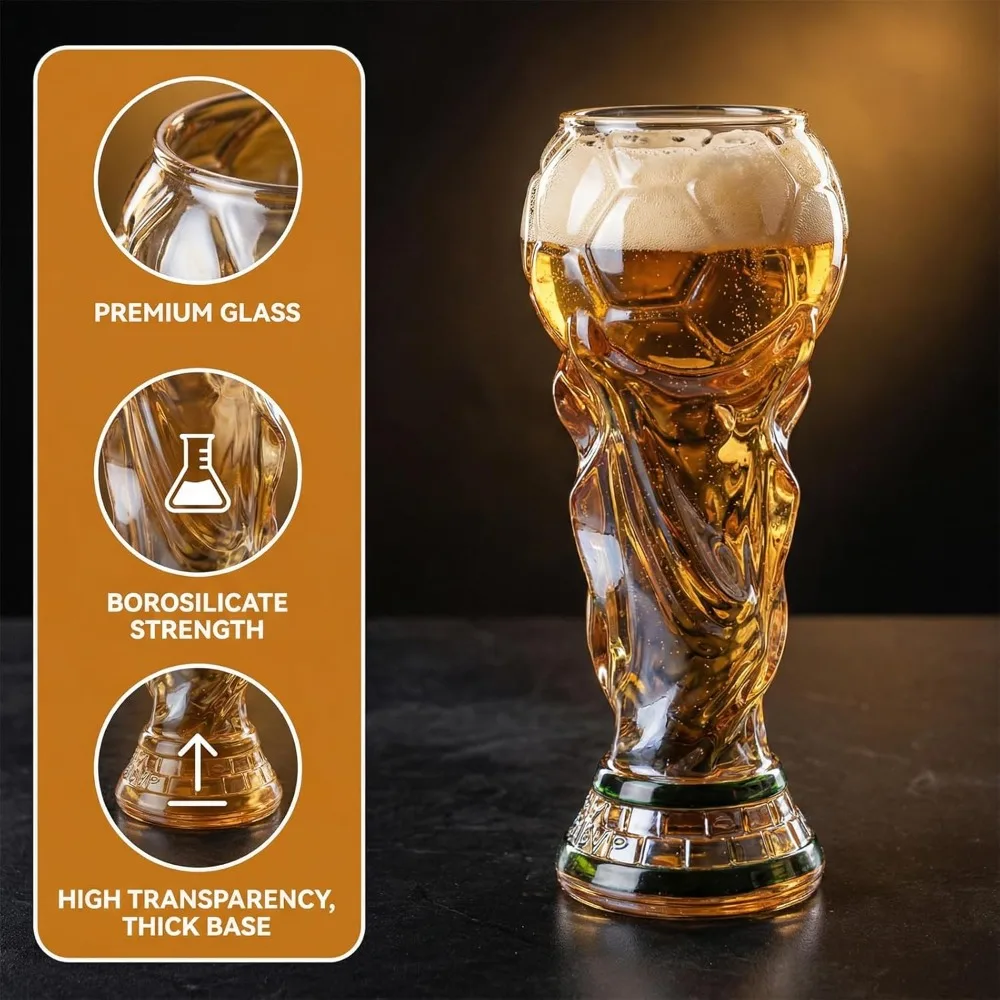 

1Pc Beer Glass Trophy Shape Coffee Mugs Glass Drinkware Barware Party Beverage Cup Gift for Beer Lovers for Family Gatherings