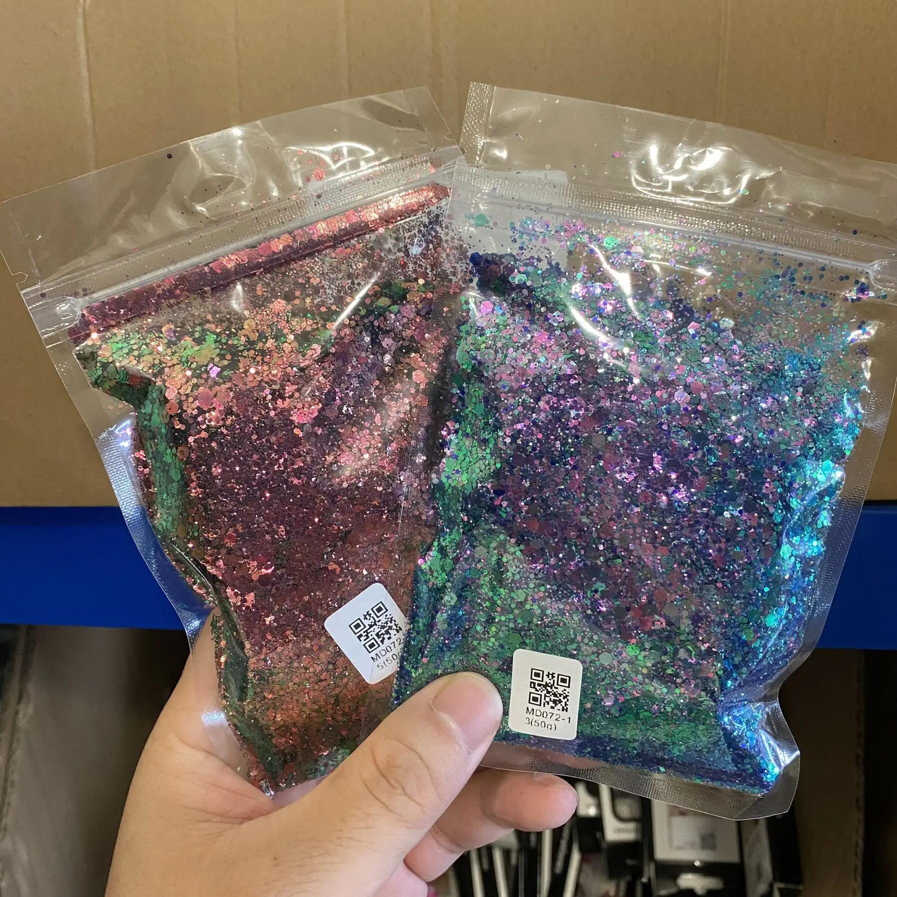 Flocons de paillettes pour ongles, 50 g/sac, caméléon, sirène, nail art, mélange de tailles, gros-hexagone, laser, brillant, décoration de manucure