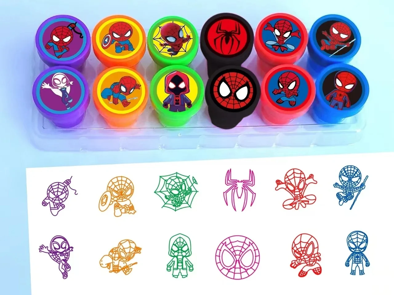 10/12PCS Anime Superhero seal Spideran Hulk  Party Favor Kids Birthday Party Gift SpiderMan Stamp Baby Boys Christmars Gift