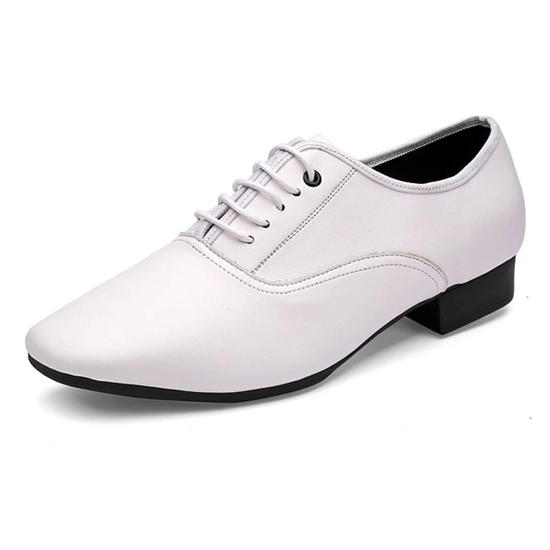 

Men White Waltz Party Ballroom Latin Tango Modern Salsa Dance Shoes Adult Leather Jazz Samba Rumba Dance Heeled Shoes 2Heels New