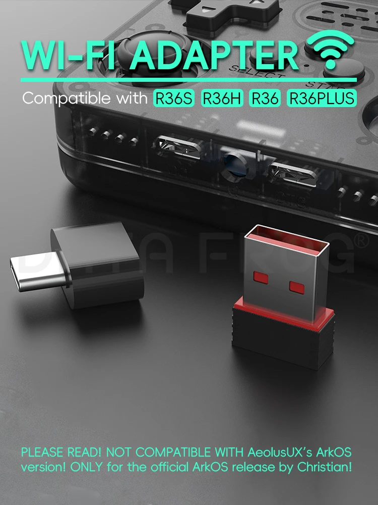 Портативный портативный ключ Wi-Fi R36, USB-адаптер OTG типа C для R36S/R36H/R36/R36PLUS, работает с системой ArkOS 2.0+