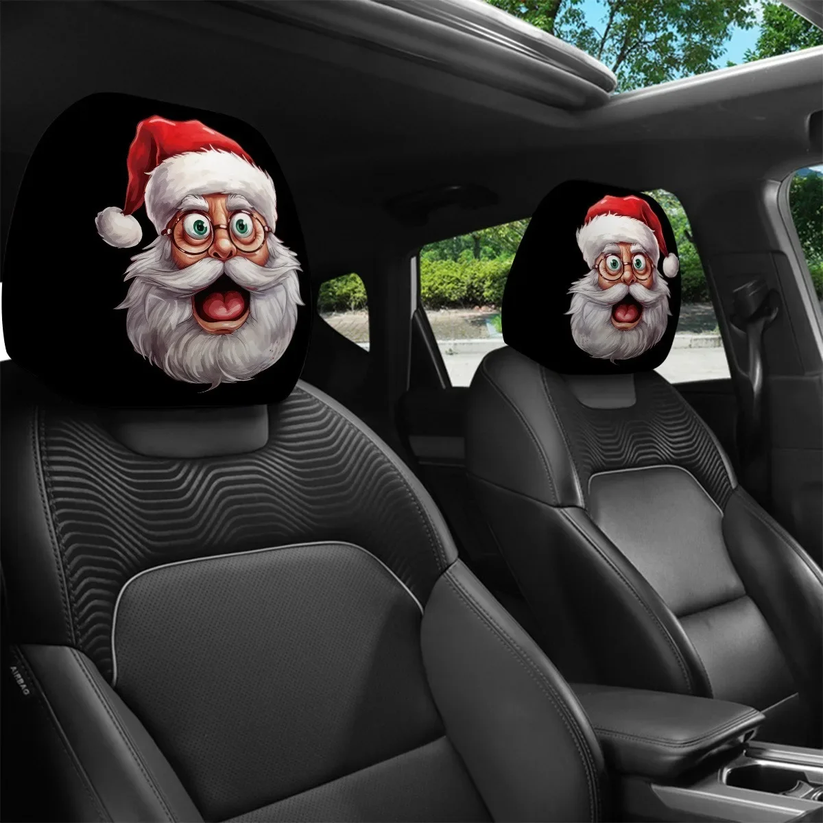 2-Pack Car Headrest Covers Stretchable And Elastic With Fun And Quirky Pattern Prints Cool Seat Accessory Protectors