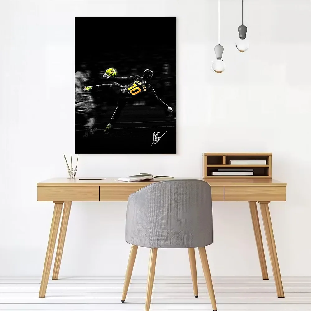 Footballer Lamine Yamal in Action Canvas Poster Customizable Printed Canvas Painting Wall Art for Fans Room Ornaments Wand Deko