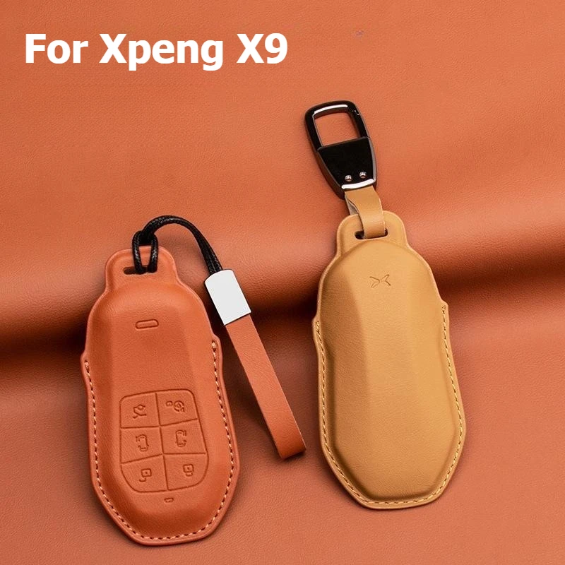 

Leather Car Key Case Cover Buckle for Xpeng X9 Pro Max Car Key Holder Case Cover Key Case Protector Motificed Accessories Decor