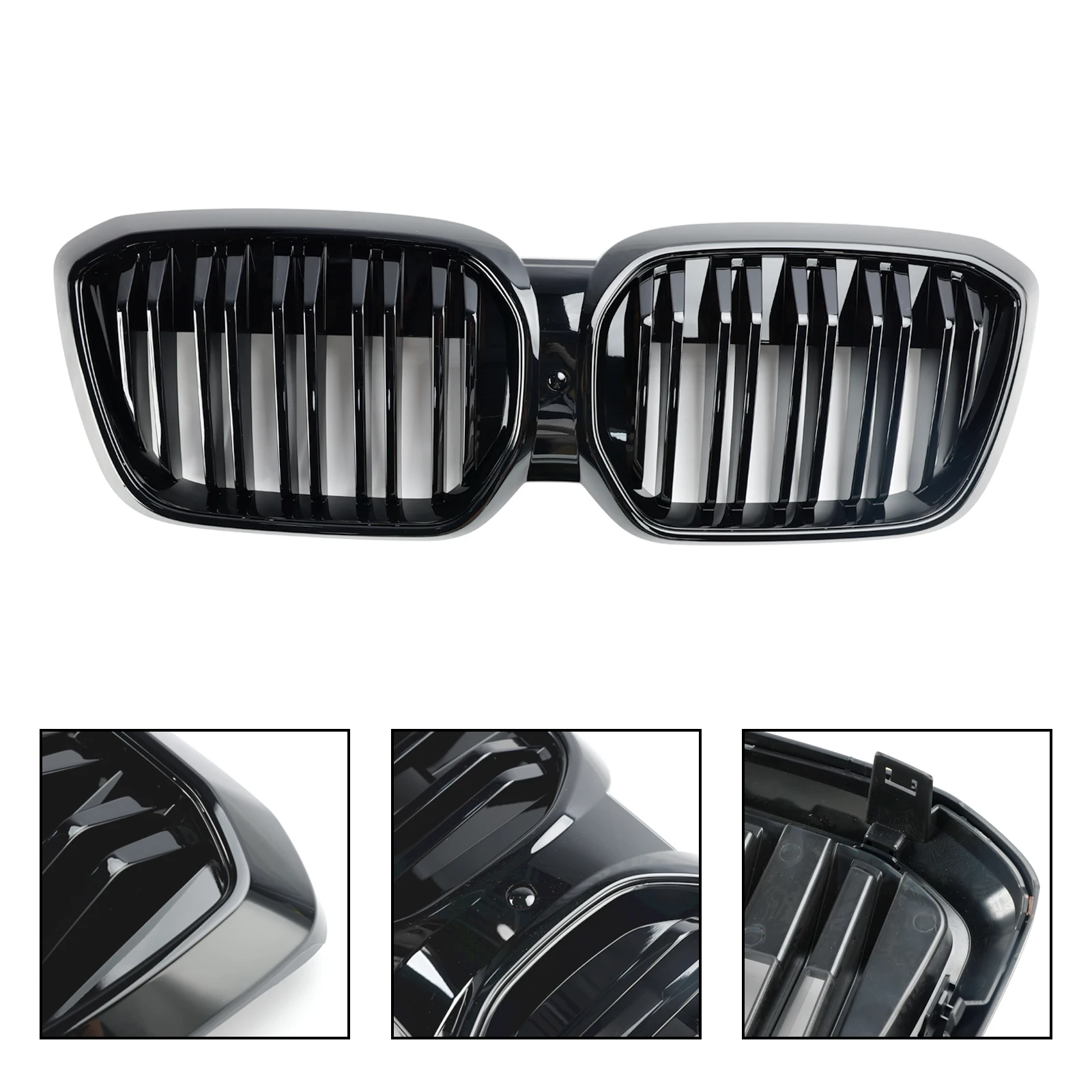 Gloss Black Front Kidney Grill Grille For BMW IX3 G08 LCI 2022+ Double Slat