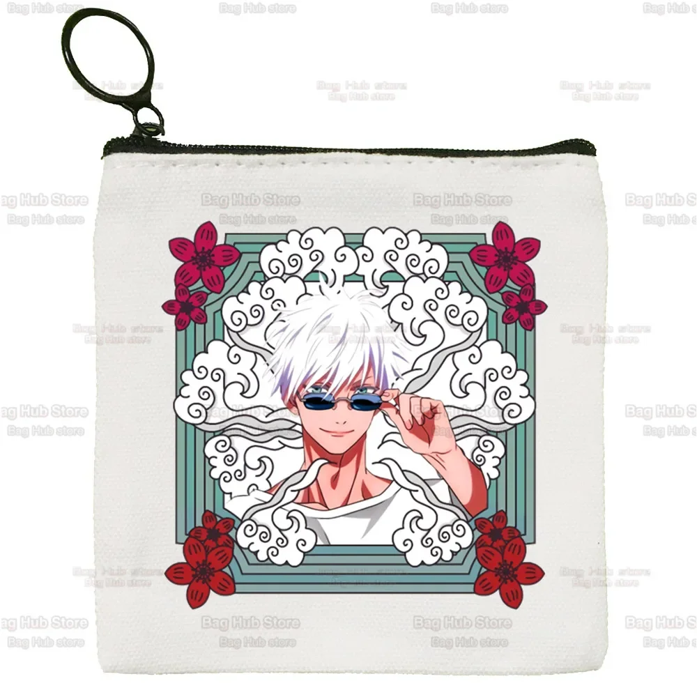 Anime Jujutsu Kaisen Gojo Satoru Yuji Itadori Leinwand Geldbörse benutzer definierte Logo Aufbewahrung beutel Leinwand Tasche neue Münz tasche Schlüssel Geldbörse