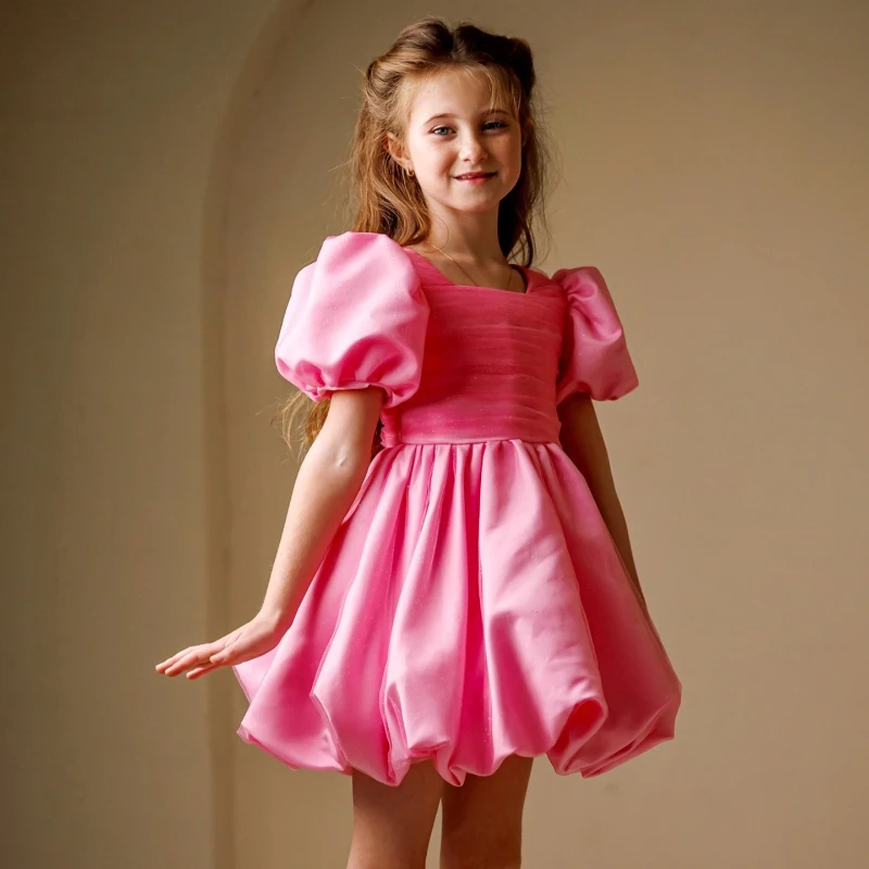 2026 Kids Princess Dress Puff Sleeve New Tutu Skirt First Birthday Baby Girl Formal Pageant Gown Flower Girl Children Costume