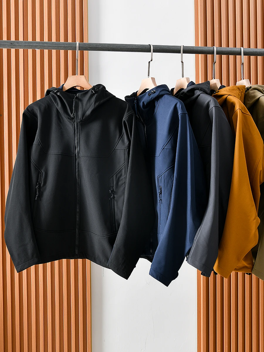 

Outdoor Men's Fleece Lined Soft Jacket Windproof Waterproof Hooded Autumn Winter Fashion Urban Style Polyester Fiber