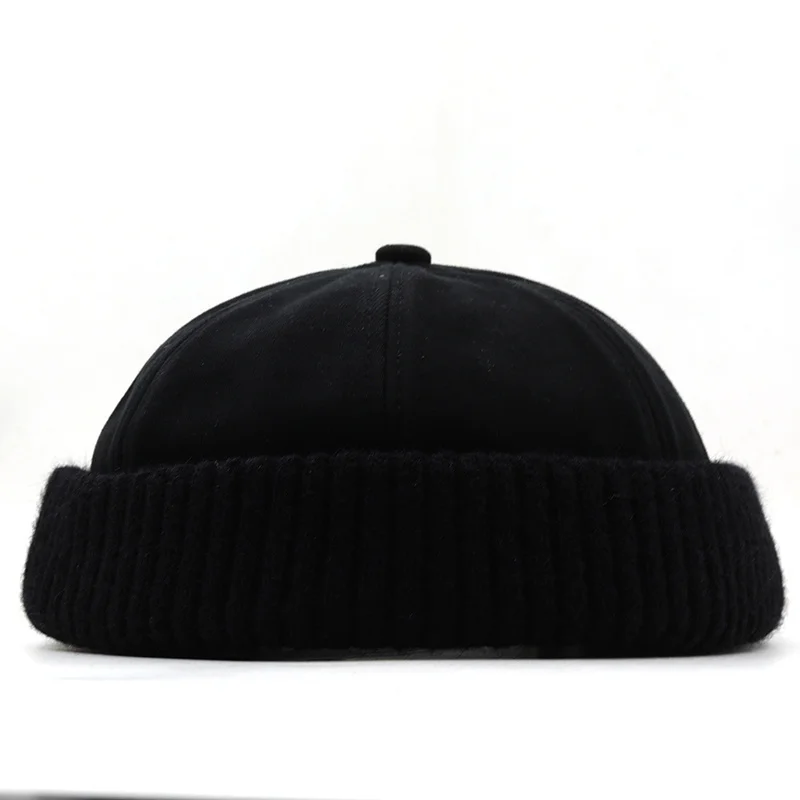 New Winter Docker hat Sailor Cap for men women Brimless Hats Wool Thicken Hip Hop Beanie Skullcap Solid Color Girl Beanie Hat