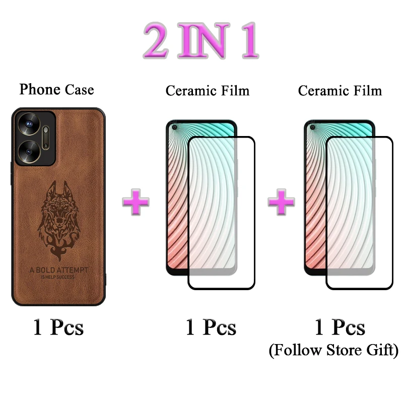 2 IN 1 Matte Casing For ITEL Vision 5 ITEL S18 Phone Case Full Protection Leather Case With Curved Ceramic Film