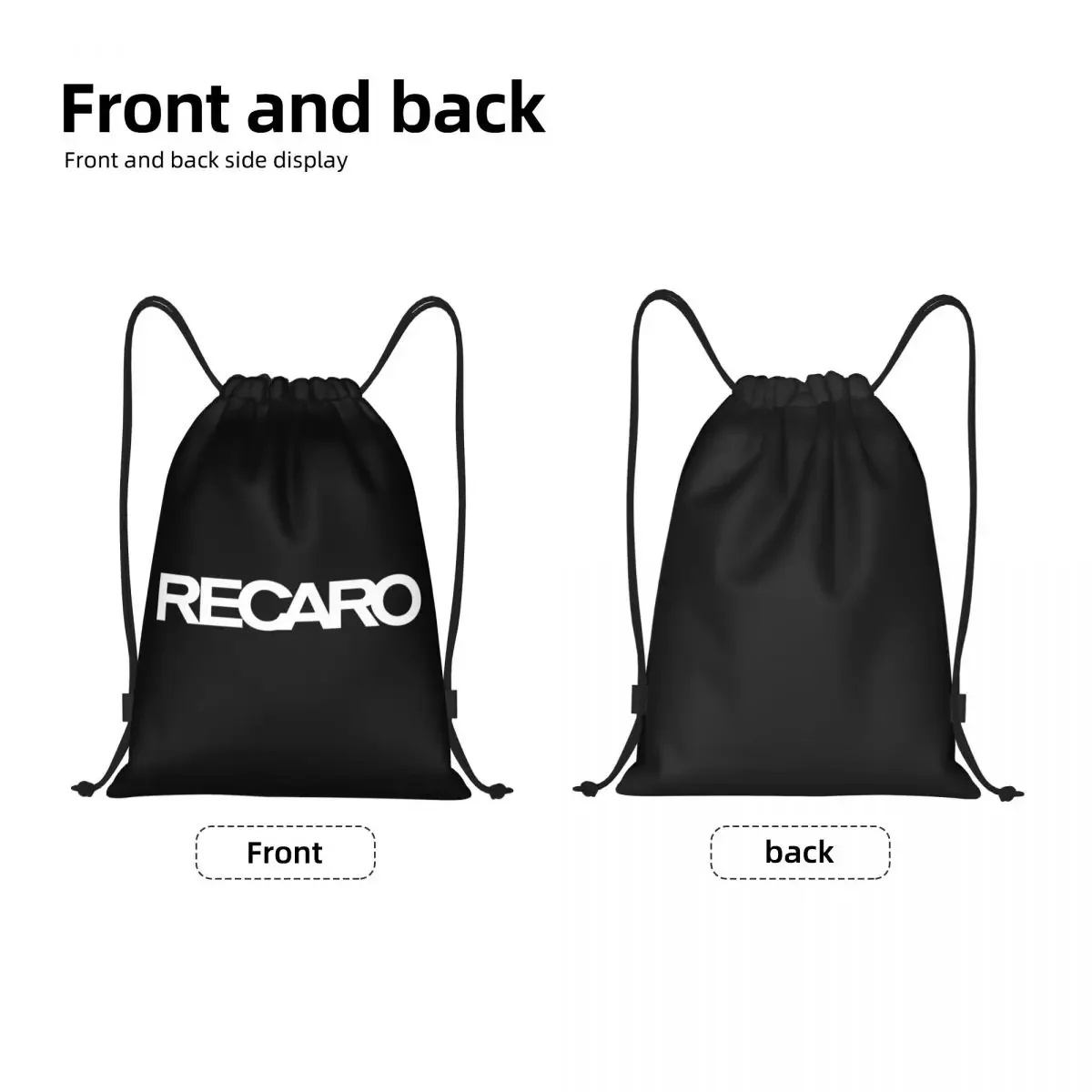 Custom Recaros Logo Drawstring Backpack Women Men Sport Gym Sackpack Foldable Shopping Bag Sack