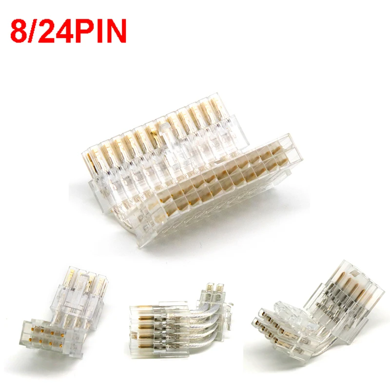 ATX 24Pin Female to 24pin 8pin Male 90 Degree Power Adapter for Mainboard Motherboard Desktops PC Supply Cord CPU Cable Connecto