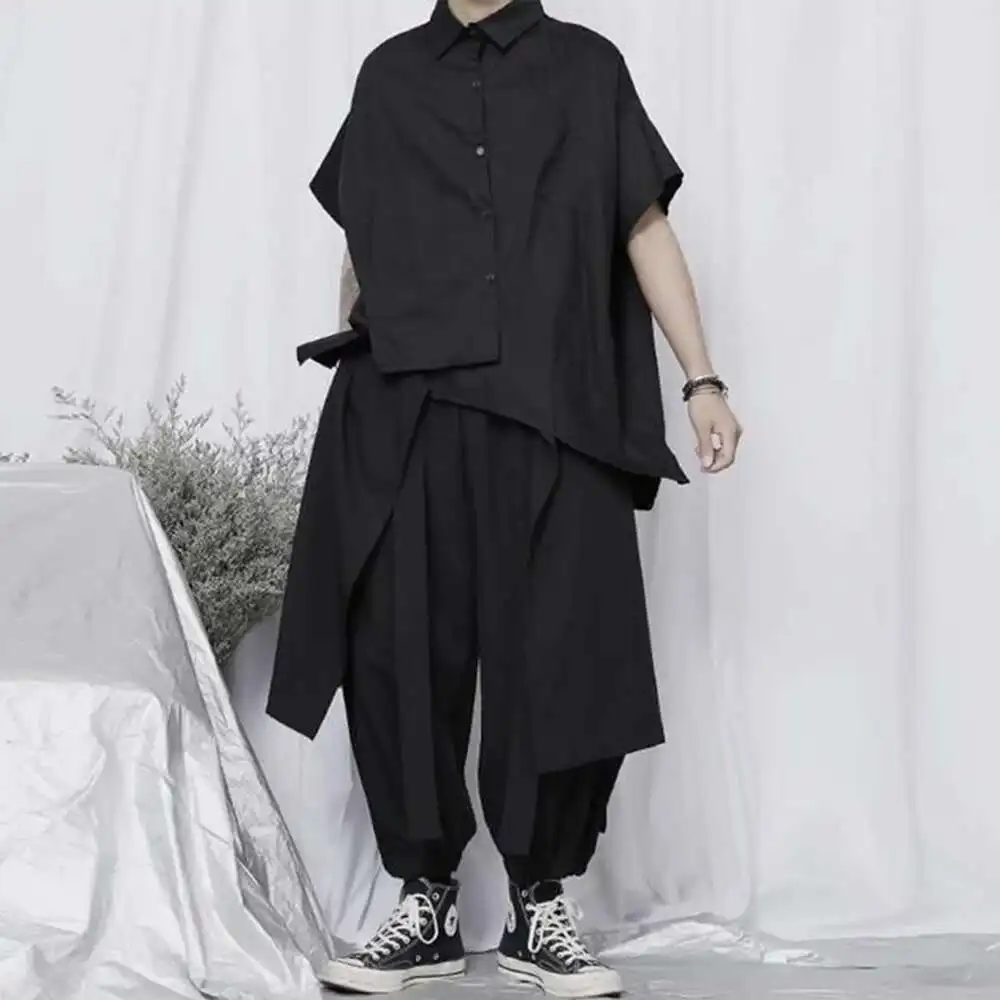 Men's New Pants Ess Double Layer Retro Sports Solid Irregular Mens Color Streetwear Loose Wide Leg Cargo Pants Unisex