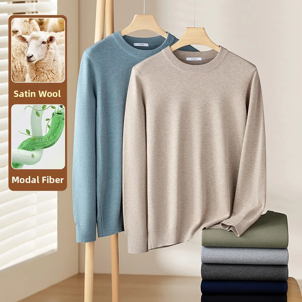 

Thiened Wool Modal round Ne Knitwear Sweater for Men Warm Cozy Autumn Winter Season Color Casual Wear Long Sve