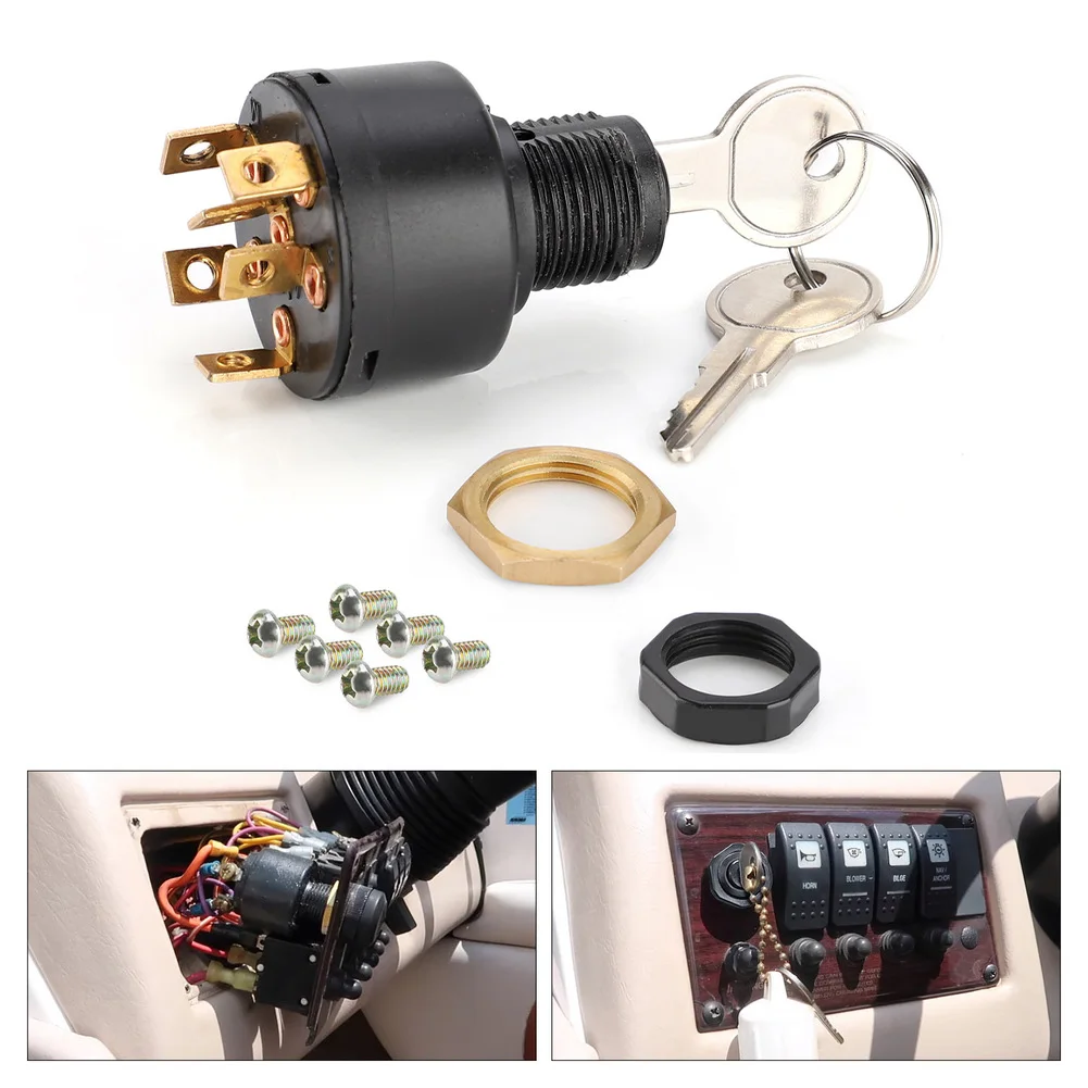 Ignition Switch with Push-to-Choke Functionality for Marine Boat Motors Includes for 2 Keys Inner Seal and Non-Conductive