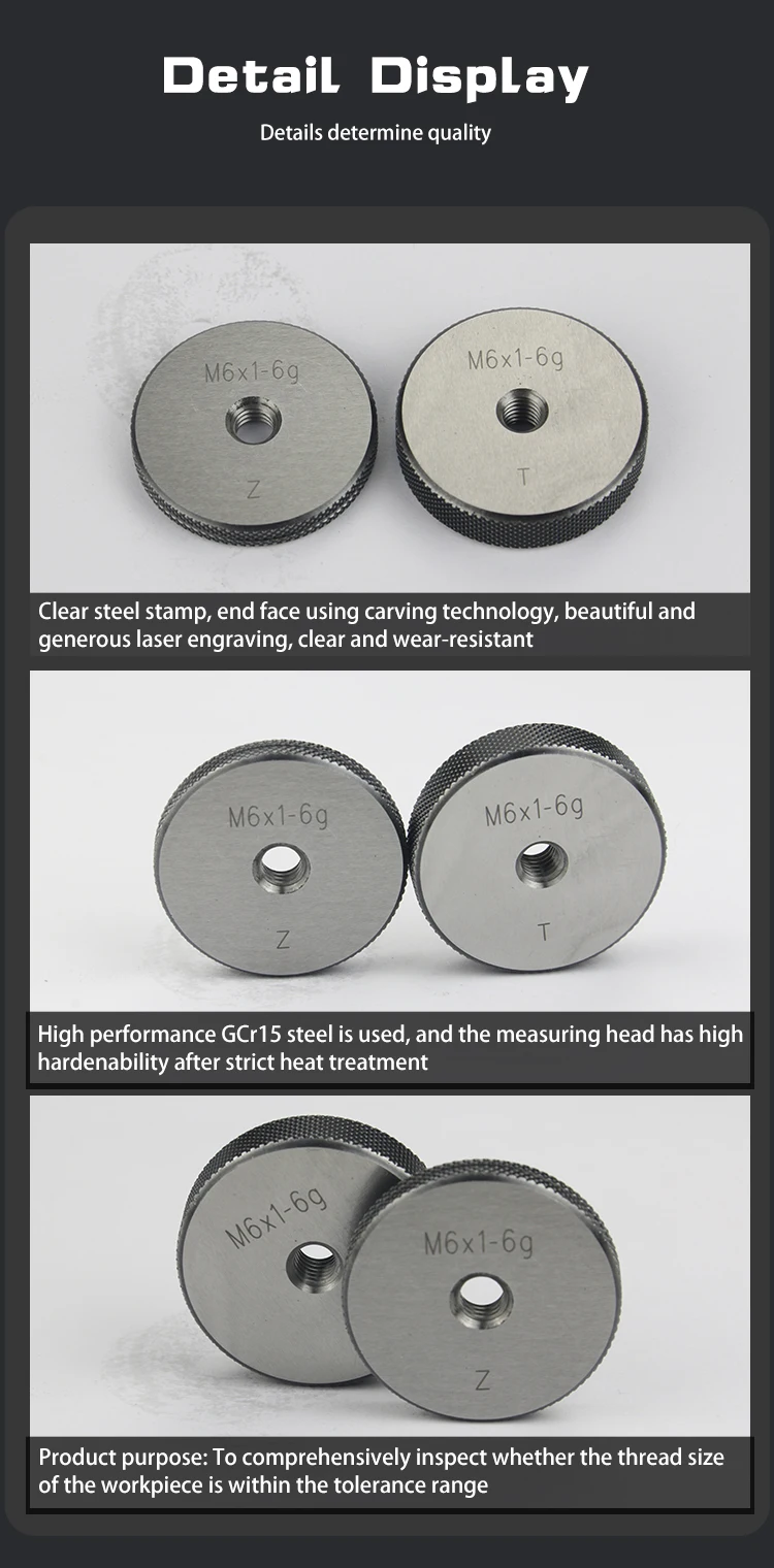 2PCS/Set 60-Degree Metric Thread Ring Gauge 6G M2-M20 Taper Gauge Measuring Tool for Precision Engineering