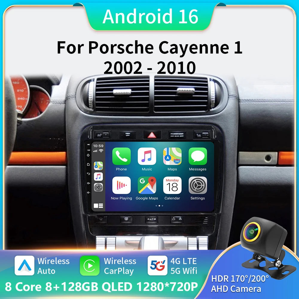 

Android 16 Car Radio Car Multimedia Video Player WIFI for Porsche Cayenne 957/955 2002 - 2010 HeadUnit GPS Autoradio Carplay BT