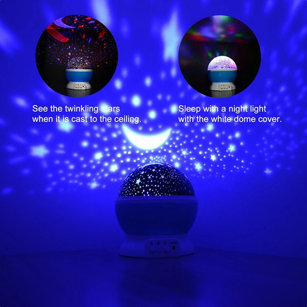 Lampada per proiettore stellare Camera da letto per bambini Luce notturna a LED Lampada per bambini Decorazione Lampada per atmosfera festival stellato Lampada per proiettore Luna galassia