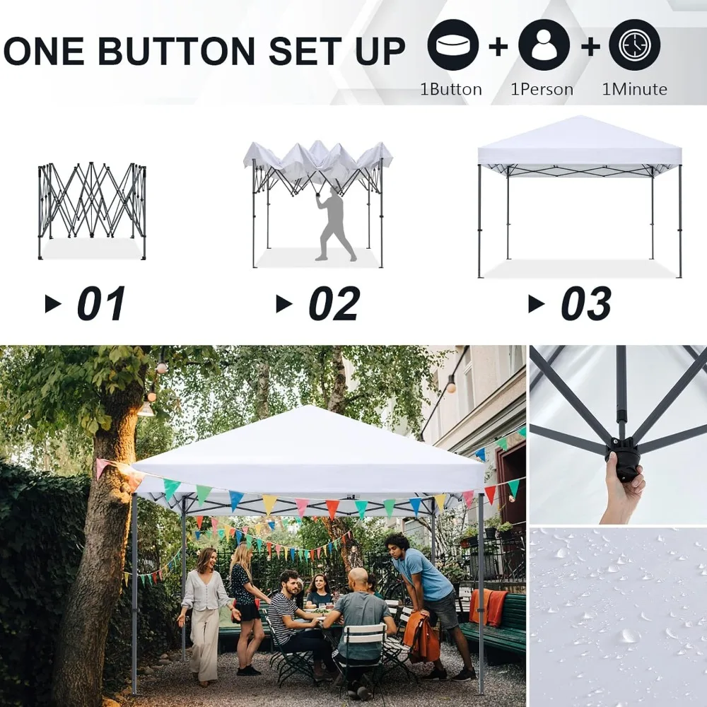 Durable Easy Pop Up Canopy Tent 12x12Ft(White)