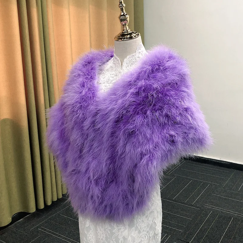 

Ostrich Feathers Peacock Blue Bridal Shawl Bolero Mariage Femme Faux Fur Wedding Capes For Bride Wraps Stoles