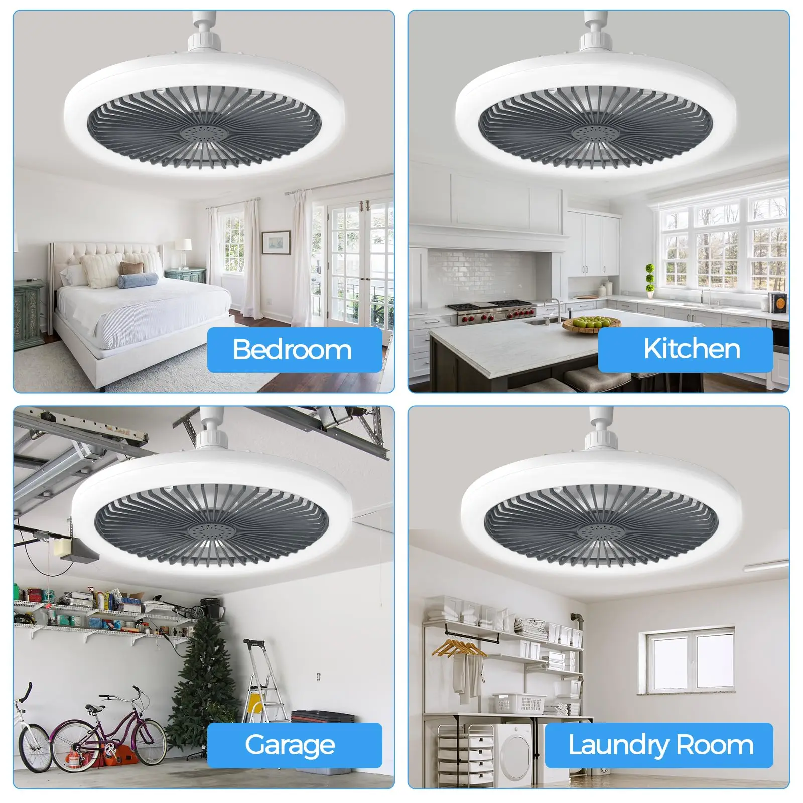 IRALAN Ceiling Fan With Light E27 Socket 10 Inch 85-265V 3 Fan Speeds Dimmable Easy To install For Bedroom Fixtures image 3