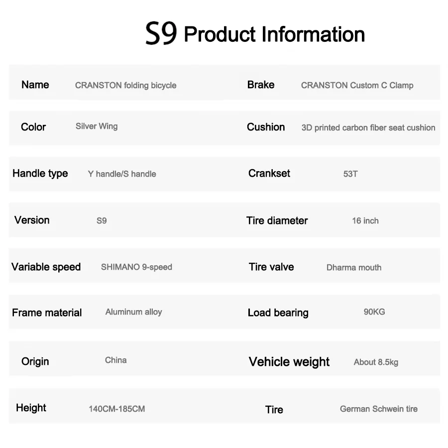 كرانستون S9 دراجة قابلة للطي 16 بوصة سبائك الألومنيوم الدراجات خفيفة للغاية دراجة صغيرة الكبار مكتب عامل الألمانية إطارات شيون