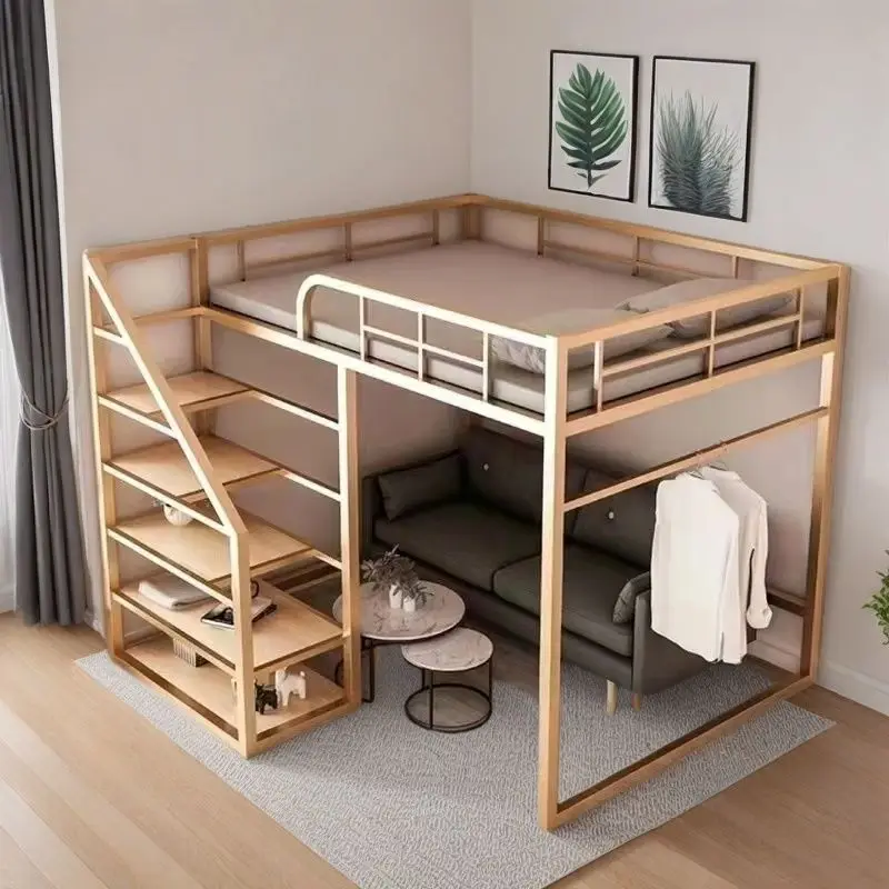 Wrought iron raised beds, single lower floors, upper duplex small units, space-saving multifunctional lofts, multifunctional