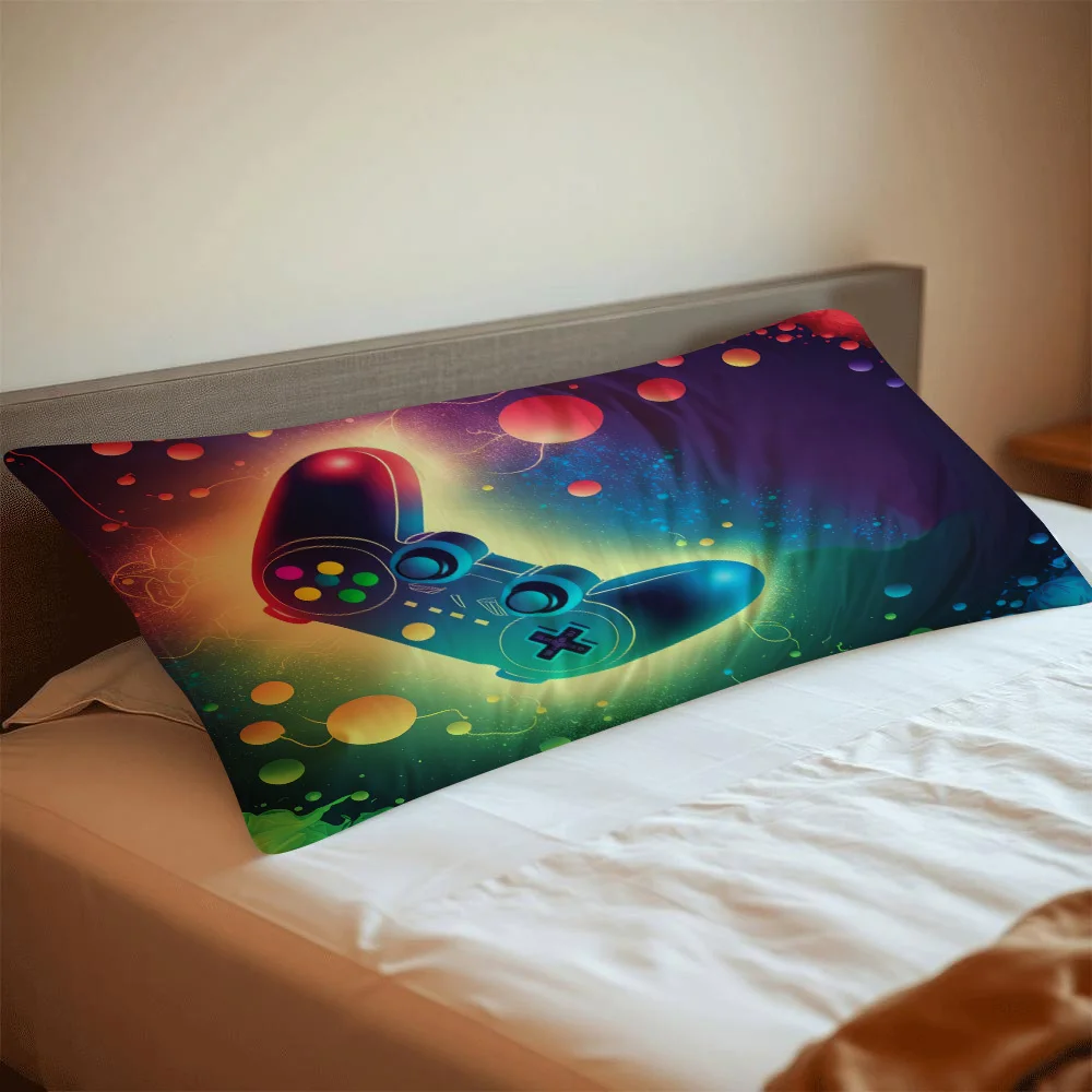 1pc Modern Gaming Controller Pillowcase 20x54 Inches - Ultra-Soft Double-Sided Print Design, Breathable 100% Polyester, Zipper C
