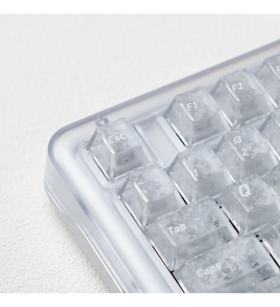 Carbon fiber white ice carbon pattern keycap original high light transmission ev63 keyboard side engraved wootingAce68 keycap