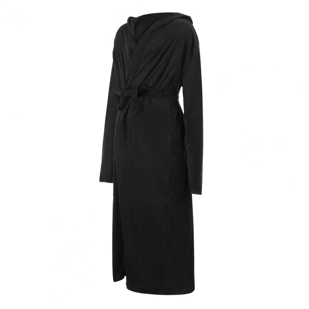 Huid-Ontroerende Chique Winter Warme Capuchon Lange Fleece Thuis Nachtkleding Enkellengte Heren Badjas Zak Voor Dagelijks Leven Voor Mannen Pyjama