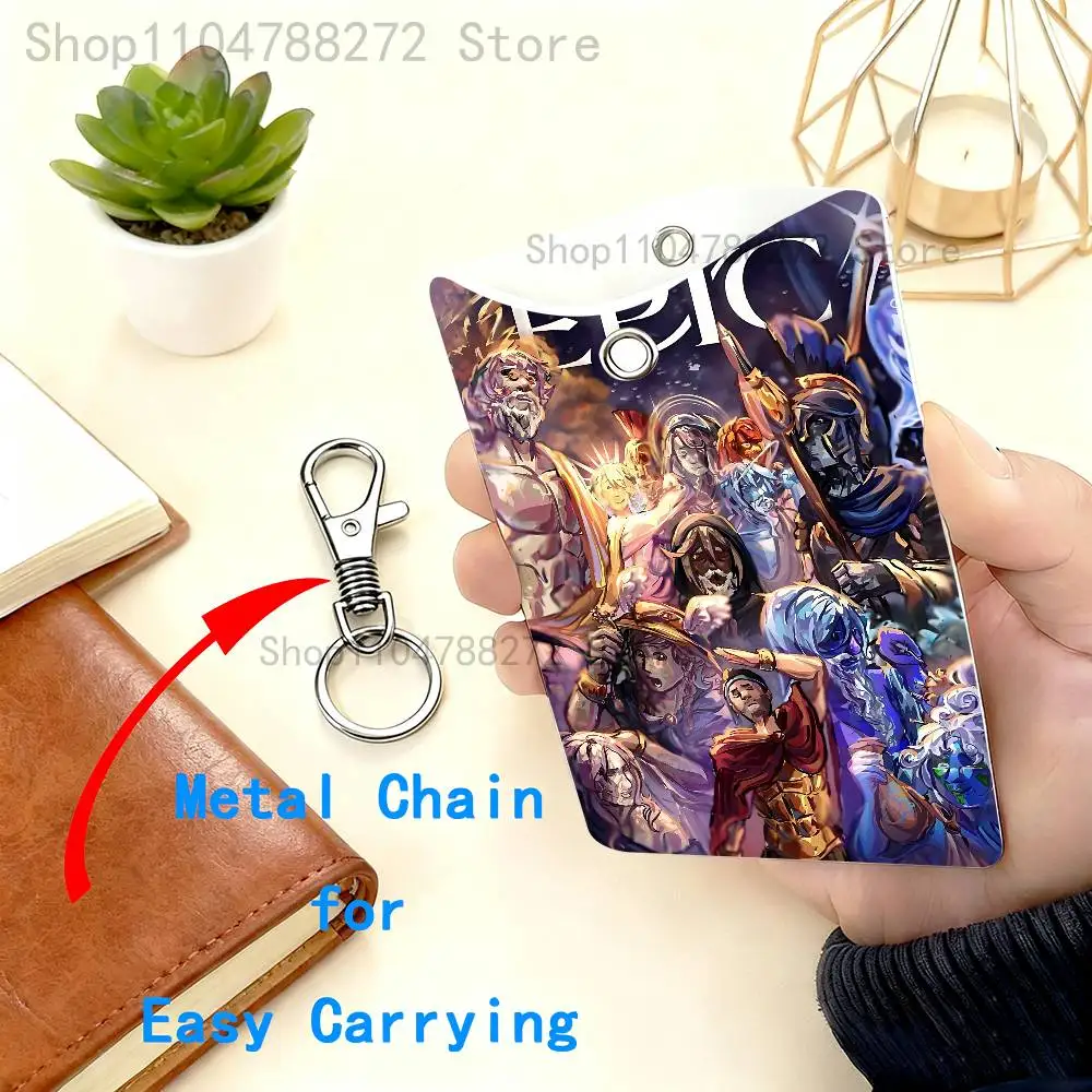E-Epic The M-Musical Rectangle Card Case Keychain Access Card Bag Key Tag Ring Leather Card Holder Key Ring Access