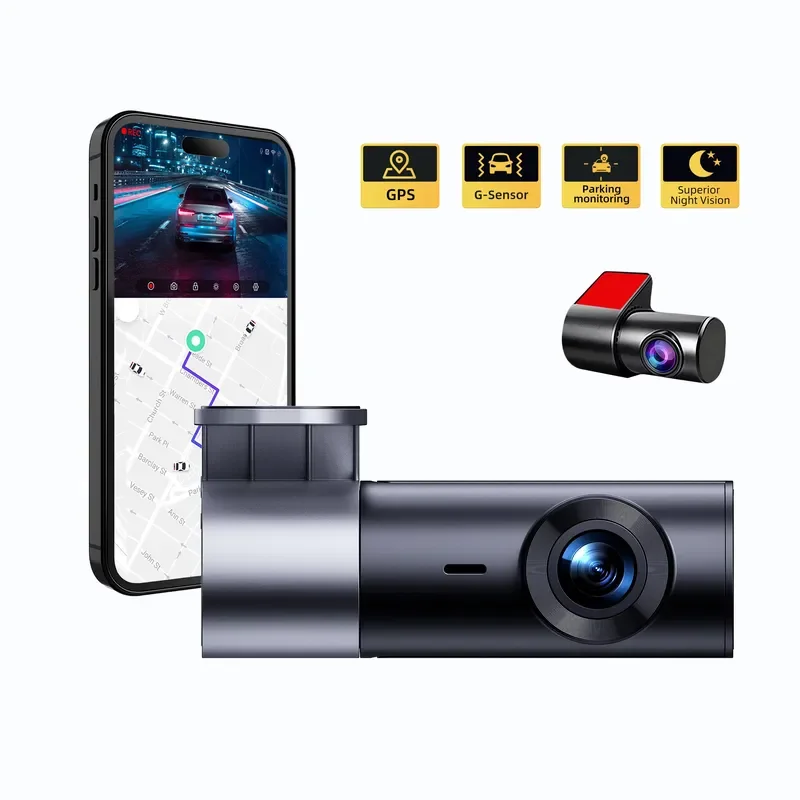 2026 Hot Sale New Self-developed Super Night Vision Dual Lens Wif App Dash Cam 2K HDR Mini Recording Car Black Box Essential