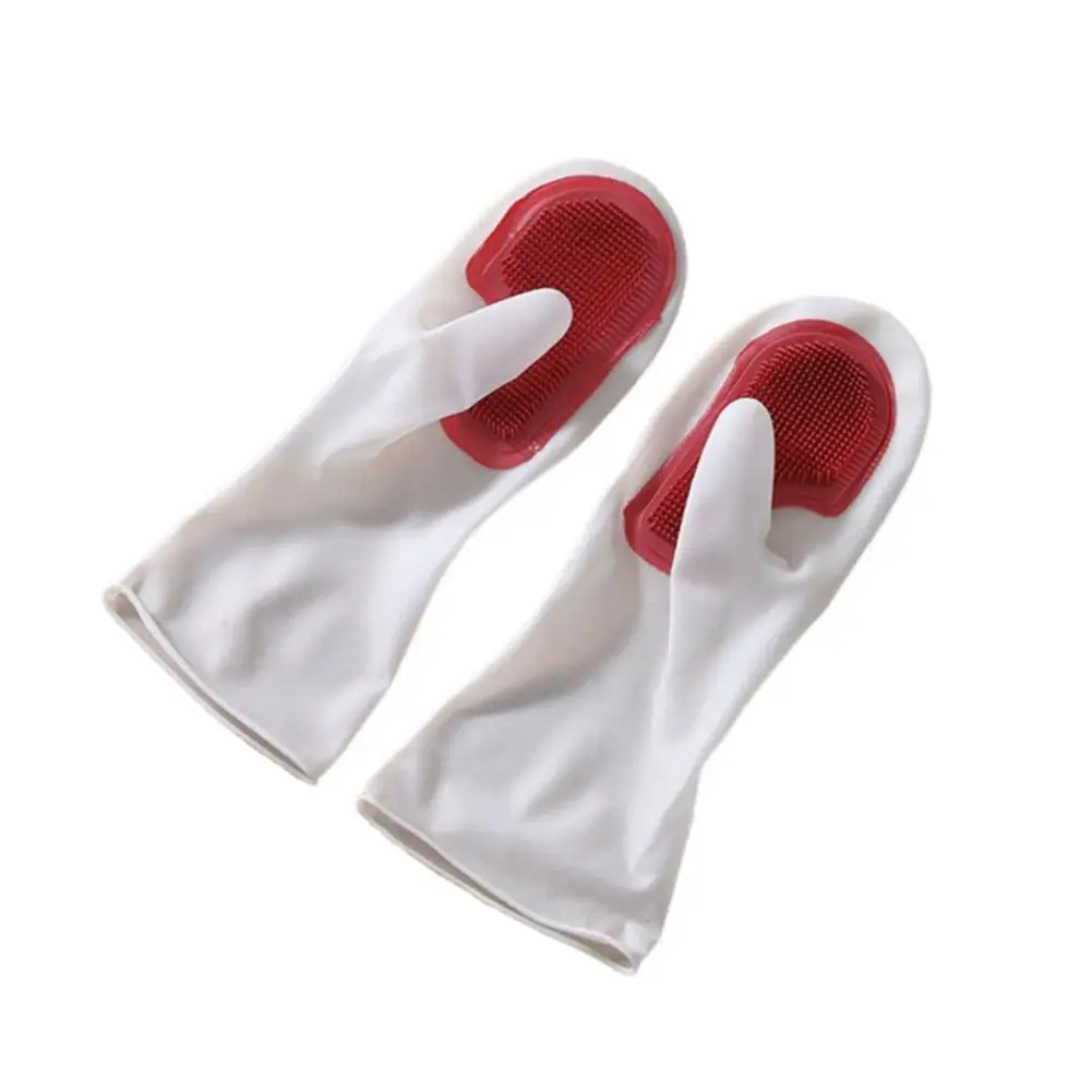 1 Pair Of Household Cleaning Gloves Waterproof Silicone Dishwashing Kitchen Chores Gloves Gloves C1n9 images - 6