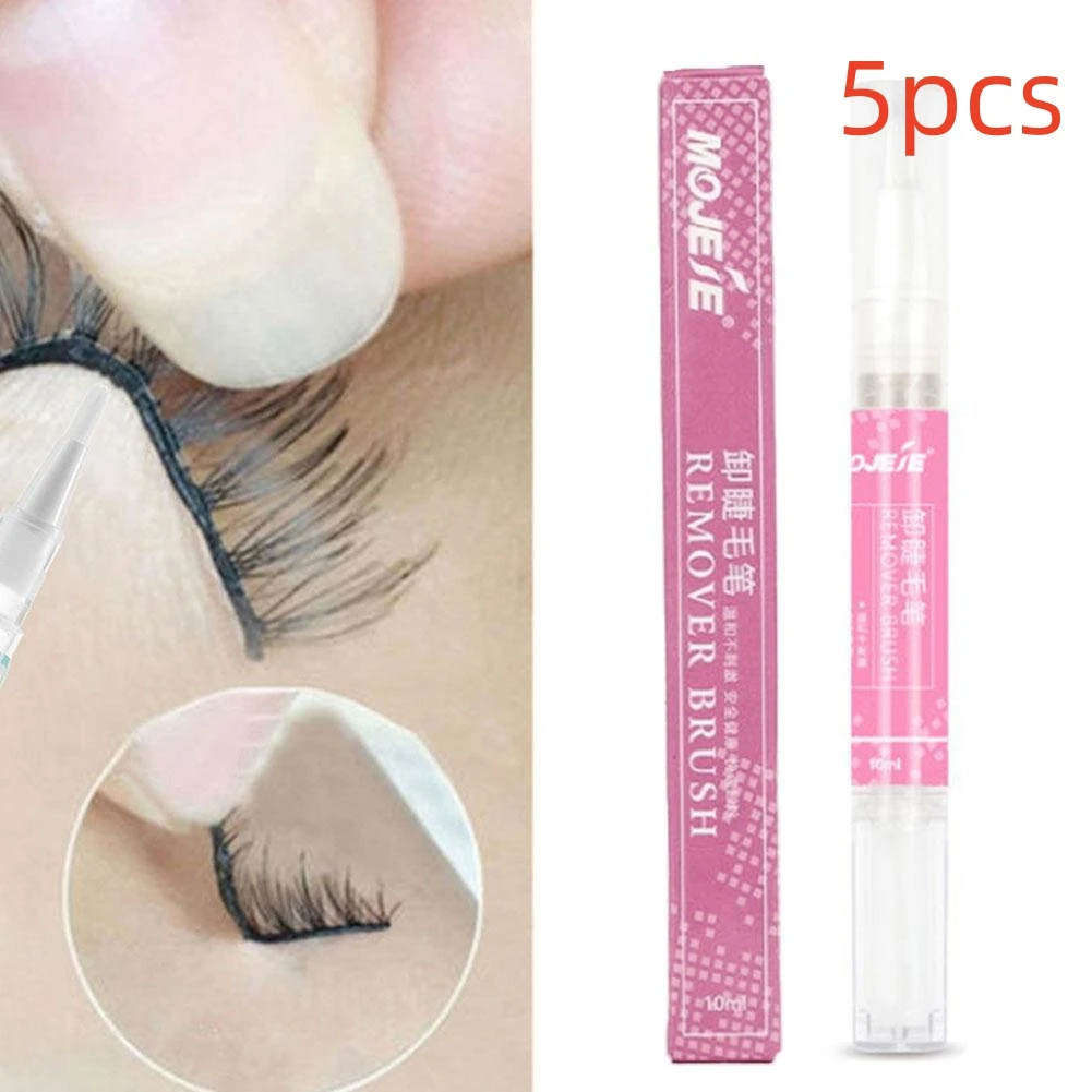 5pcs False Eyelash Glue Remover Non-irritating Quick Drying Adhesive Transparent Gel Eyelash Extensions Glue Remover Pen Make