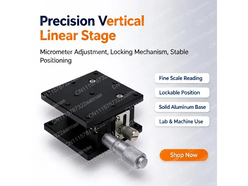 60x60mm Manual Micrometer Fine-Tuning Platform Z-Axis Precision Displacement Slide 10um Accuracy 3kgf Load