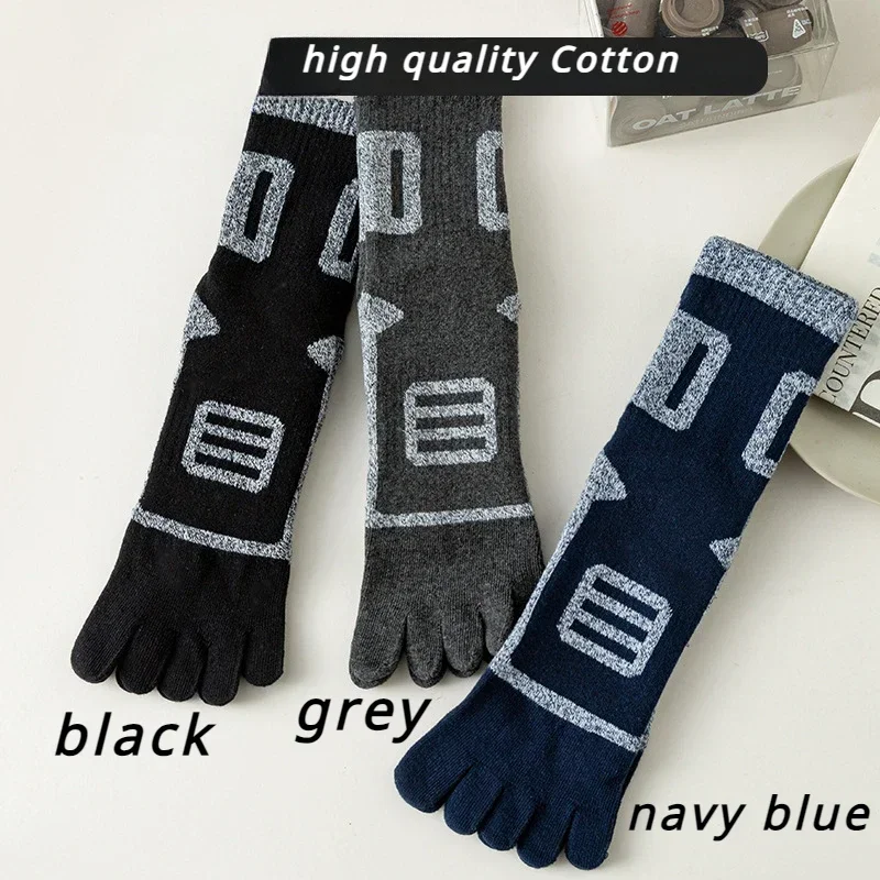 3 Pairs Toe Sports Socks Man Thick Winter Warm Five Finger Socks Fleece Fluffy Fitness Crew Socks Athletic