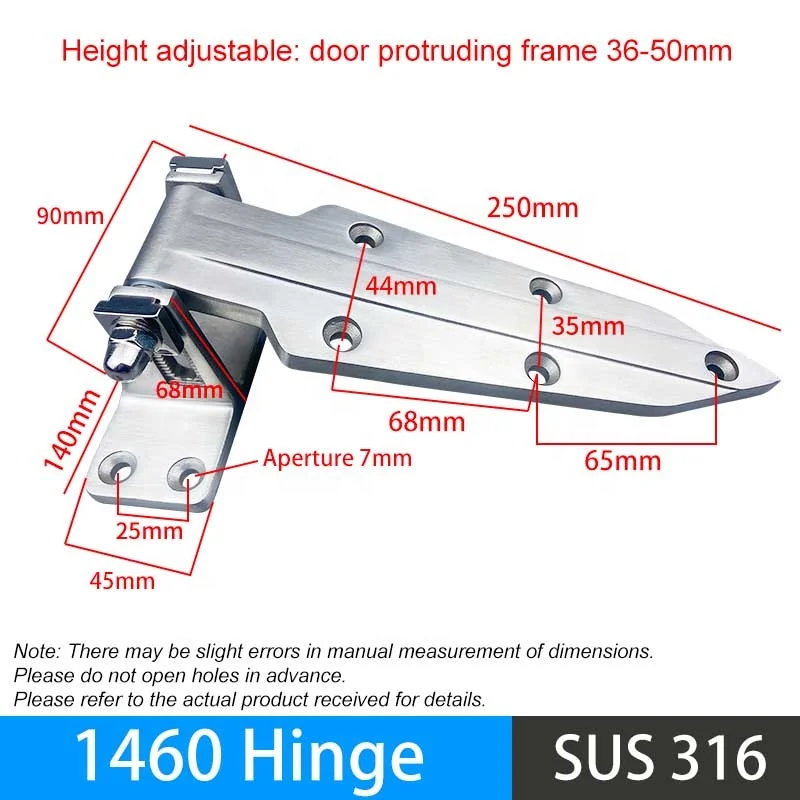 Cold Rooms Robust Rustproof SUS 316 Stainless Steel 1460 Cold Room Door Hinge for Heavy Duty Use