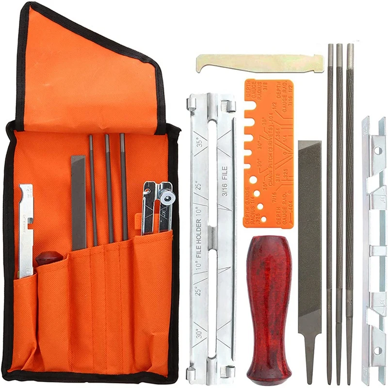 10 Piece Chain Saws Sharpening File Kit, File Kit For Sharpening Saw Chains, Contains File Sharpening Guides Depth Gauge Promoti