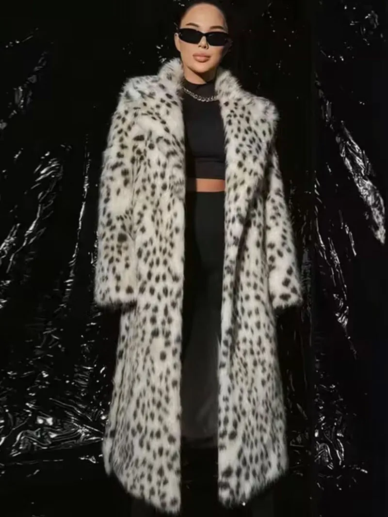 ZADORIN الفاخرة مربوط طويل ليوبارد فو الفراء معطف امرأة Y2k الملابس موضة التلبيب سميكة الدافئة رقيق سترة معاطف الفراء ملابس خارجية