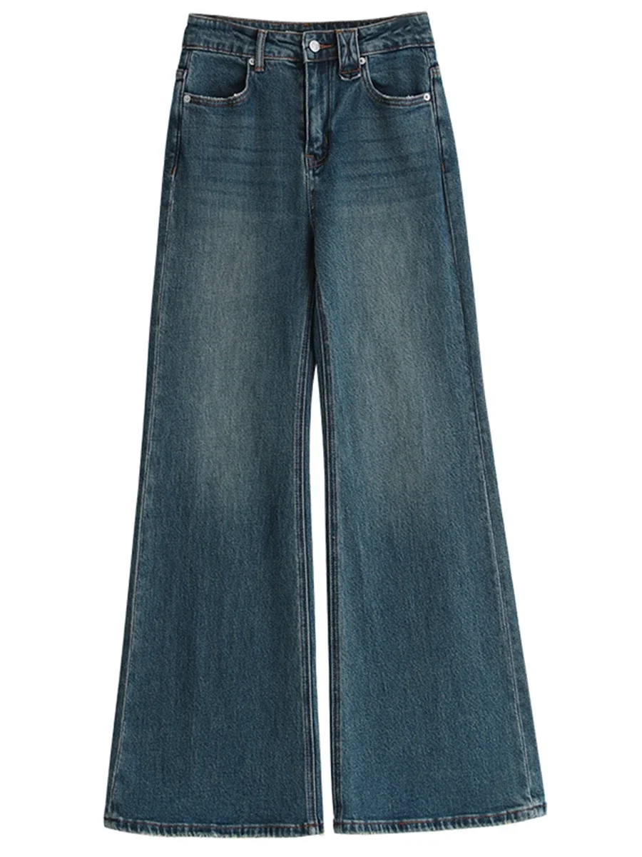 CHIC VEN-Jean évasé taille haute pour femme, pantalon en denim, pantalon en fer à cheval, micro élastique, automne, hiver, nouveau, 2023