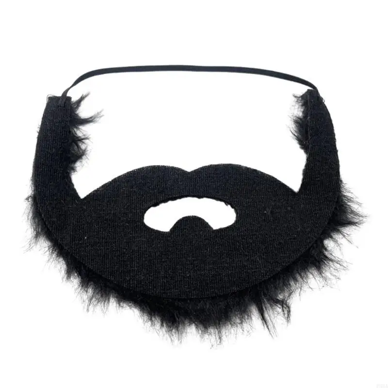 

P88A Halloween Party Fake Beard, Funny Black Fake Beard with Mustache for Costume