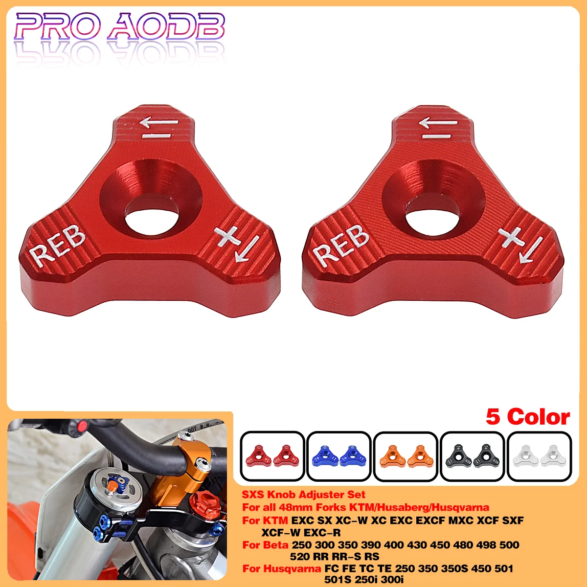 

Front Shock Absorber Knob Adjuster For KTM Husaberg Husqvarna DUKE SX SXF XCW EXC 125-530 690 SUPERMOTO ENDURO SMC WP 48MM Forks