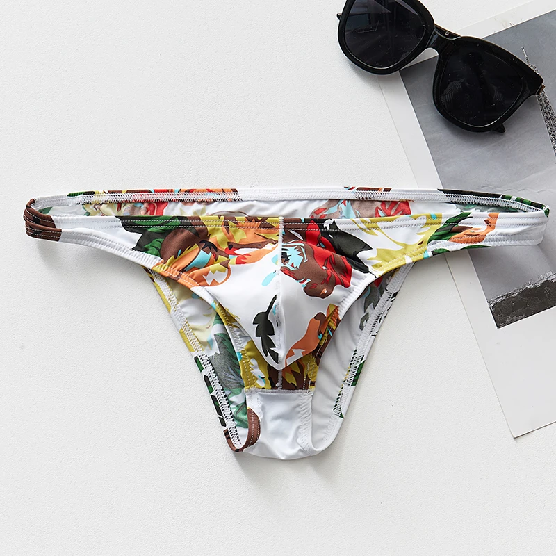 

1pc Sexy Men's Panties Intimate Underwear Low Waist Fashion Printed Comfortable Smooth Elastic Ice Silk Briefs