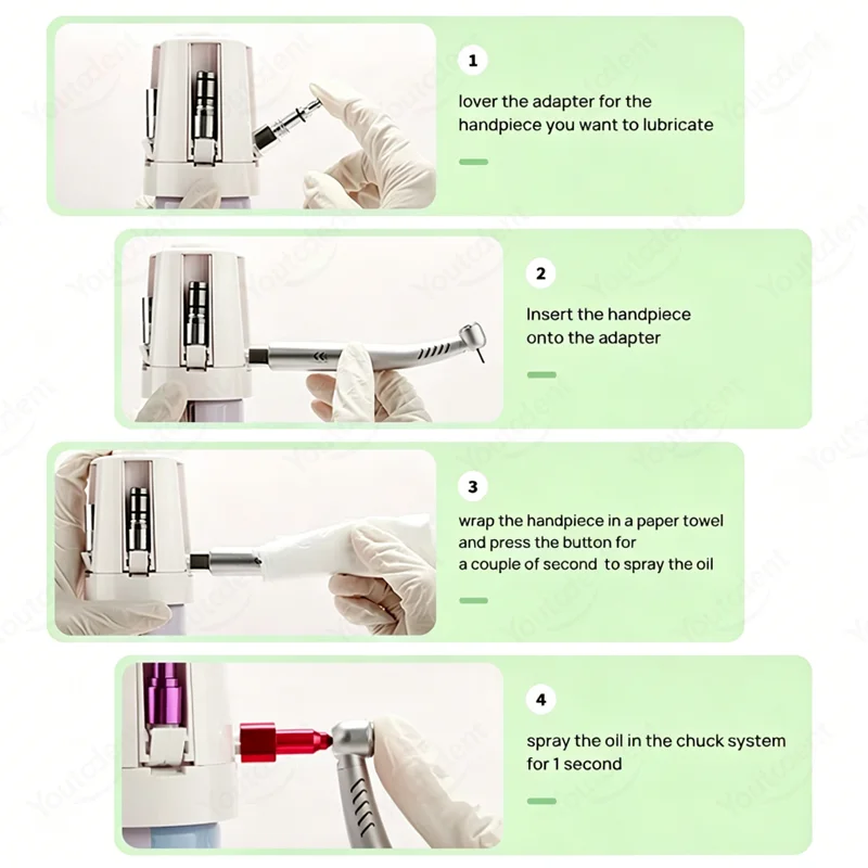 Portable Dental Air Turbine Lubrication System Contra Angle Handpiece Oiling Cleaning Maintenance 5 Nozzles for Standard Spray view 5
