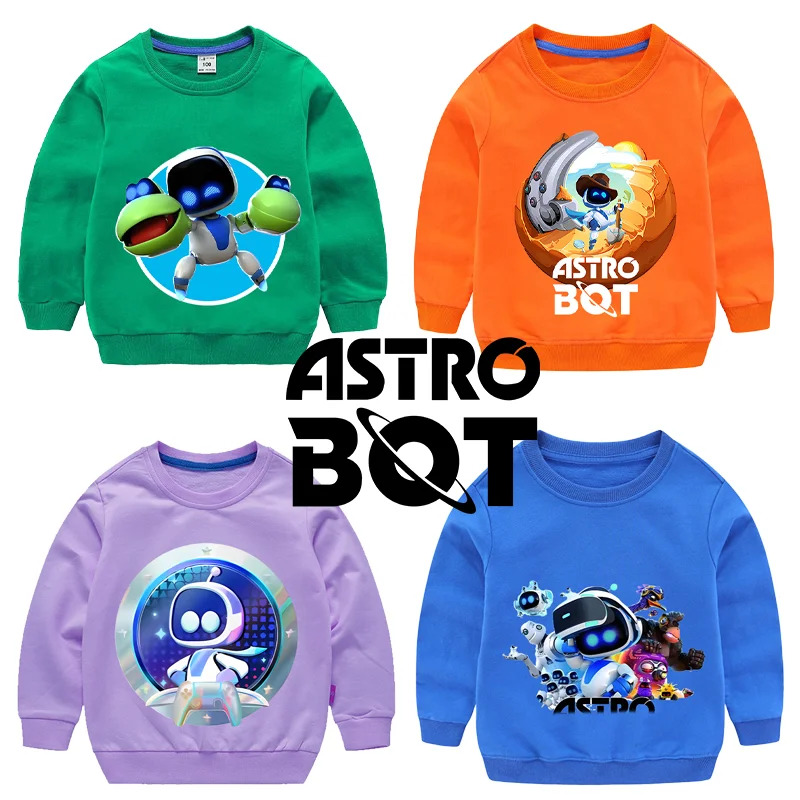 Astro Bot Child Sweatshirts Cute Cartoon Game Figure Printed Tops Fashion Kids Casual Sweatshirts Winter Autumn Boy Girl Clothes