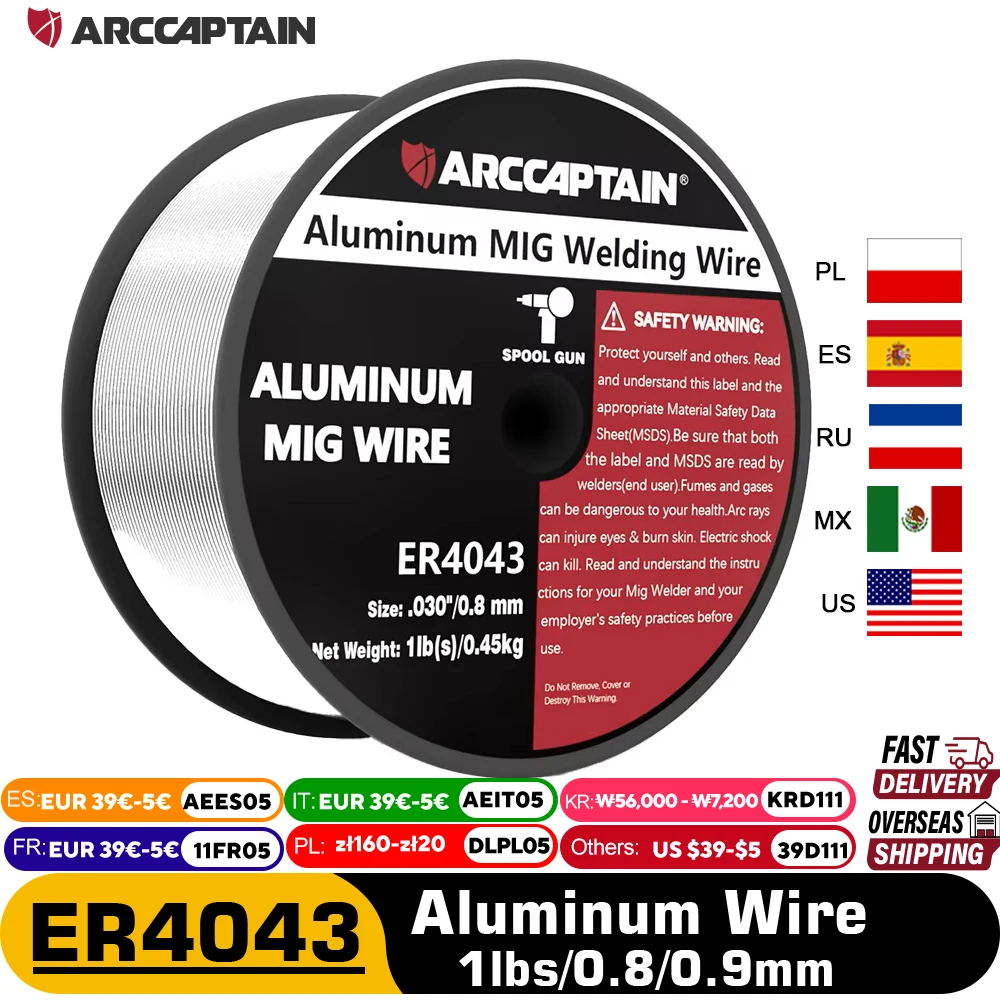 ARCCAPTAIN aluminium drát miga sváření vodičů ER4043 0.8/0.9mm průměr 1 kila svitek pro miga sváření stroj