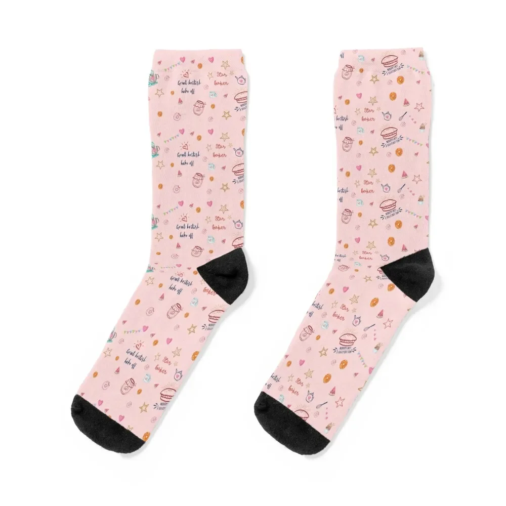 

great british bake off pattern british baking show gift Socks tennis Toe sports ankle anti slip football Socks Male Women's