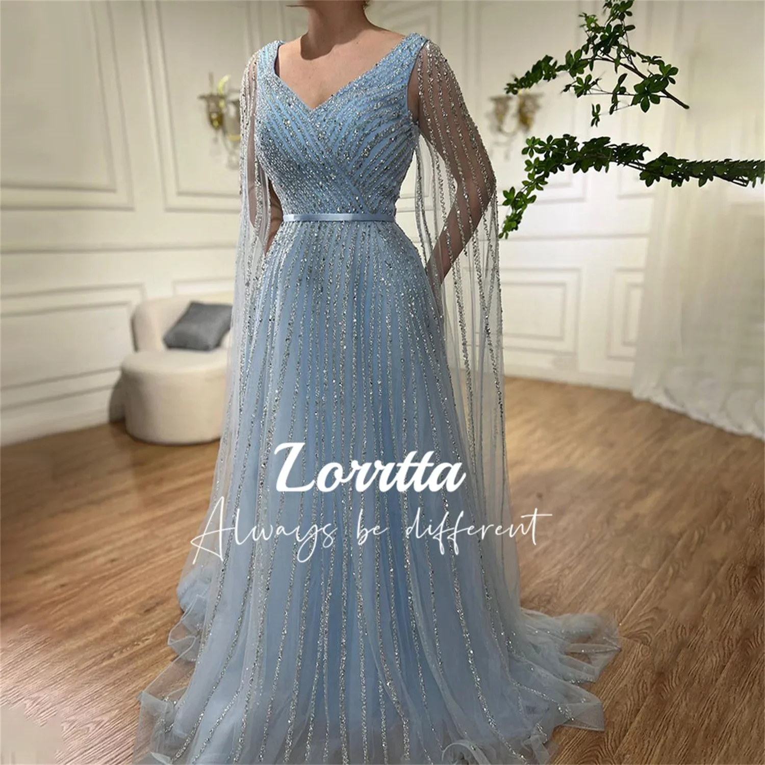 Lorrtta Party Dress Mesh Shiny Fabric Line A Shawl Eid Evening Gala Dresses 2024 Happy Robe De Soiree Femmes Customized